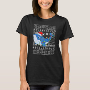T-shirt Ugly Sweater Style Xmas Lights Santa Whale Christm