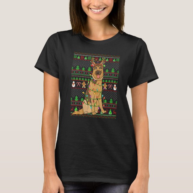 T-shirt Ugly Xmas Sweater Style  Belgian Malinois Dog Chri (Devant)