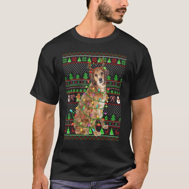 T-shirt Ugly Xmas Sweater Style  Brittany Spaniel Dog Chri (Devant)