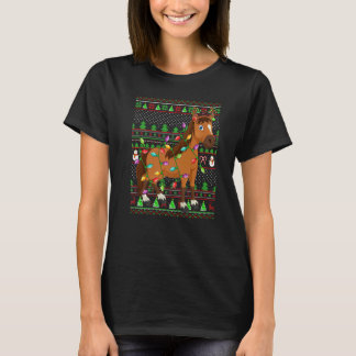T-shirt Ugly Xmas Sweater Style Lighting Horse Christmas