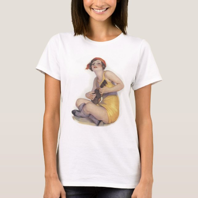 T-shirt Uke Jouer Flapper Ladies léger manche longue Tee (Devant)