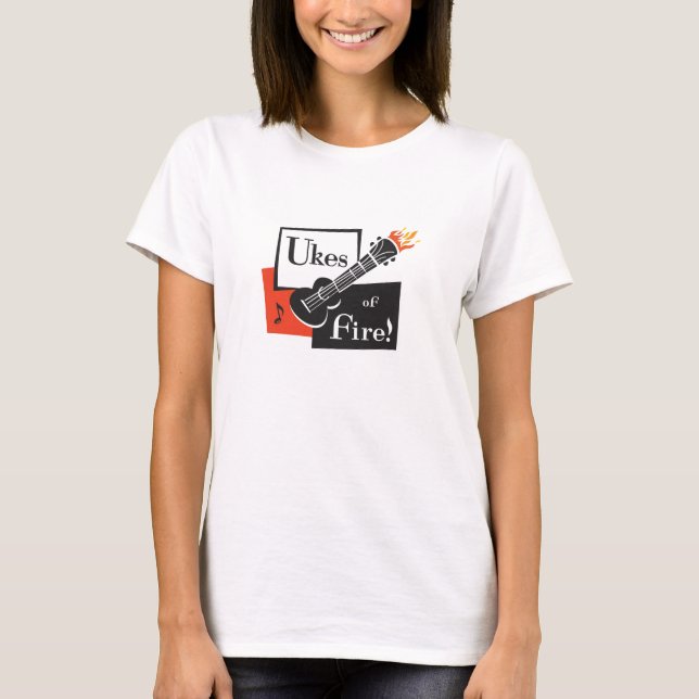 T-shirt Ukes of Fire !, Ladies Ringer T (Devant)