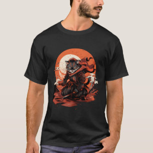 T-shirt Ukiyo-E Chat japonais Style Anime Ninja Chat