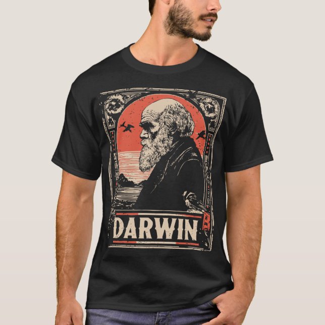 T-shirt Ukiyo-e Darwin | Portrait de théorie de l'évolutio (Devant)