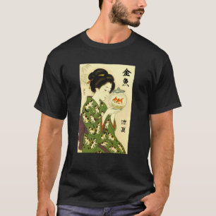 T-shirt Ukiyo-e Geisha Kimono Kanji Zen Art Japonais Chat