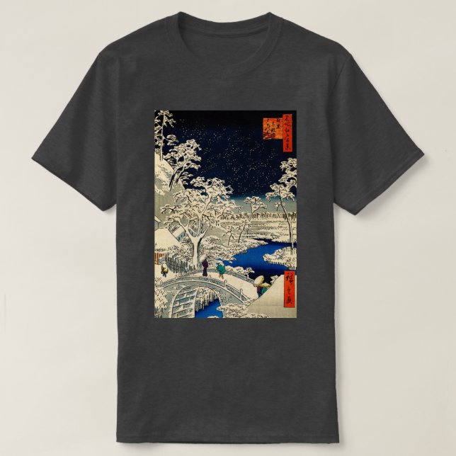 T-shirt Ukiyoe Ando Hiroshige Yuhi Hill et le pont des tam (Design devant)