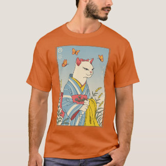 T-shirt Ukiyoe Chat Blanc