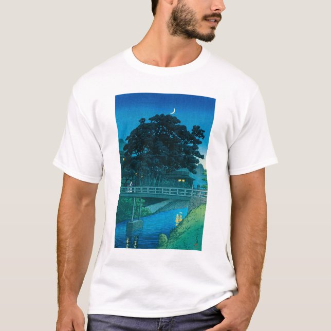 T-shirt ukiyoe hasui No55 Takinogawa and Crescent Moon (Devant)