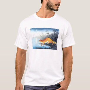 T-shirt Ukiyoe [Koson] Renard au bord de l'eau éclairé par