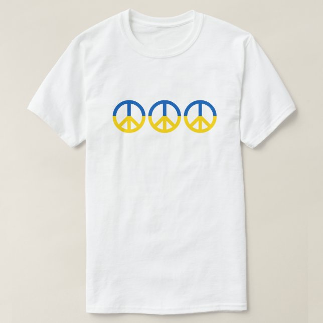 T-shirt Ukraine 3 Signes de paix Drapeau bleu jaune (Design devant)