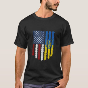 T-shirt Ukraine Américain Drapeau Ukraine Usa Amérique Tan
