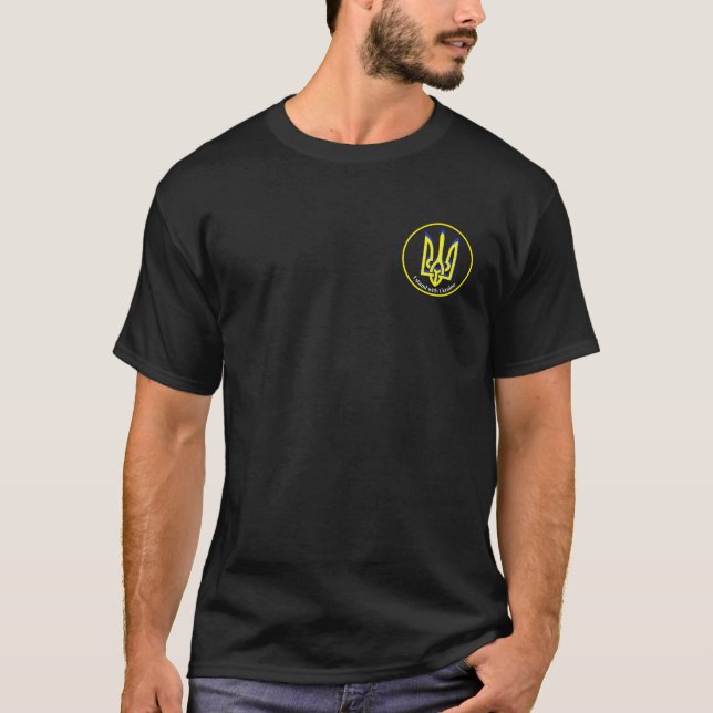 T-shirt Ukraine Bleu Jaune Trident Hommes  (Devant)