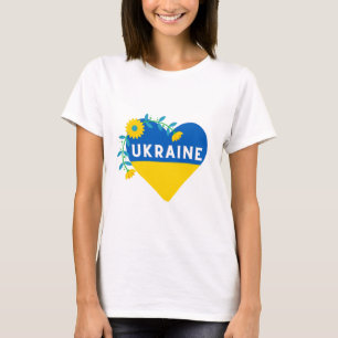 T-shirt Ukraine Carré de coeur de fleurs