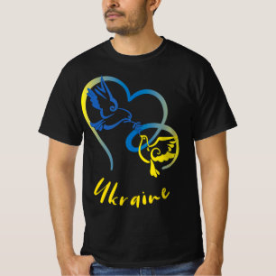 T-shirt Ukraine Drapeau couleurs Paix Doves et Coeurs Paix