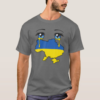 T-shirt Ukraine Drapeau Pleurant Des Larmes Pour L'Ukraine