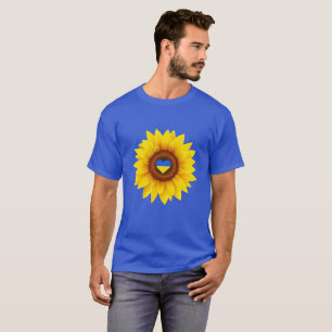 T-shirt Ukraine Drapeau Tournesol bleu et jaune