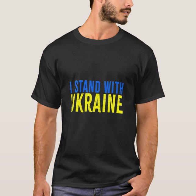 T-shirt Ukraine Je Me Tiens Avec L'Ukraine Drapeau Ukraini (Devant)