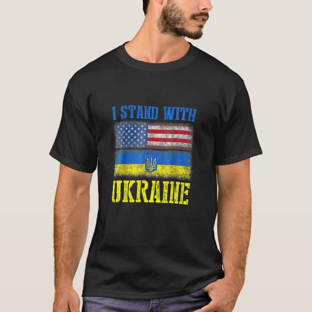 T-shirt Ukraine : L'Ukraine soutient l'Ukraine par un drap (Devant)