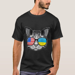 T-shirt Ukraine Us Drapeau Racines Cat Ukraine Américain