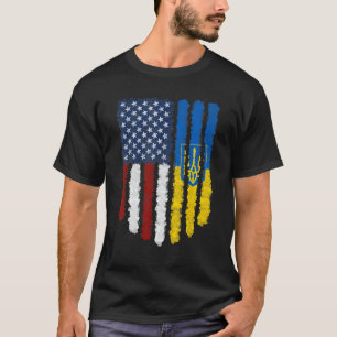 T-shirt Ukrainien Américain Drapeau Ukraine Amérique