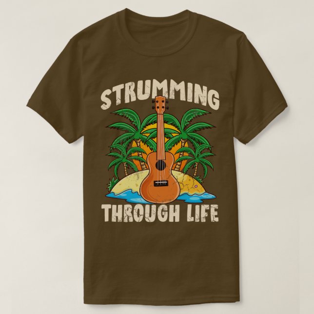 T-shirt Ukulele à travers la vie (Design devant)