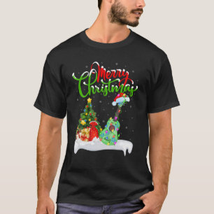 T-shirt Ukulele Music Lover Xmas Lighting Père Noël Ukulel