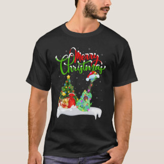 T-shirt Ukulele Music Lover Xmas Lighting Père Noël Ukulel