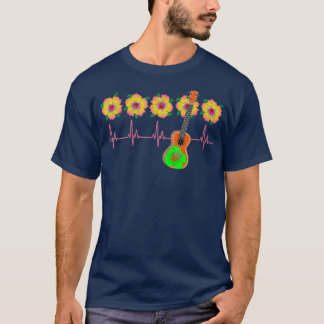 T-shirt Ukulele Musicien EKG Heartbeat Line