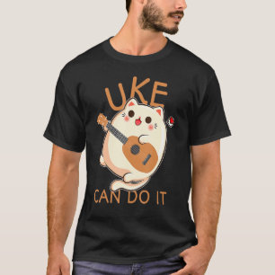 T-shirt Ukulele Print Uke Can Do It Cat Lecture Produit