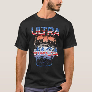 T-shirt Ultra Maga Rouge Blanc Et Bleu Crâne Républicain P