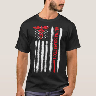 T-shirt Ultrasound Tech Drapeau américain Cardiac Vasculai