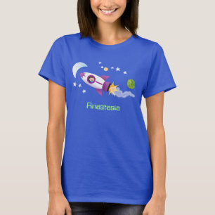 T-shirt Un adorable vaisseau-fusée dans l'espace dessin an