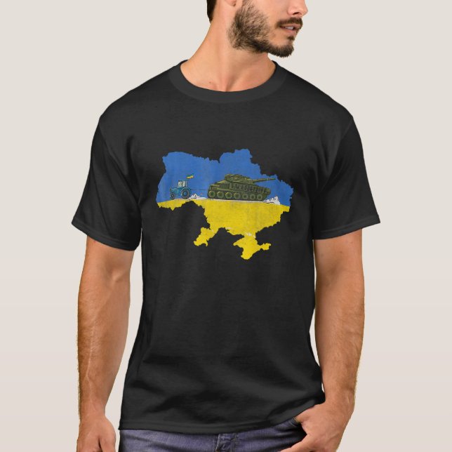 T-shirt Un agriculteur ukrainien vole un réservoir Drôle T (Devant)