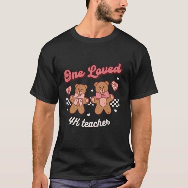 T-shirt Un Aimé 4K Kinder Enseignant Valentines Retro Groo (Devant)