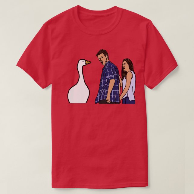 T-shirt Un ami-garçon distrait Jeux de mème Oie et couple (Design devant)