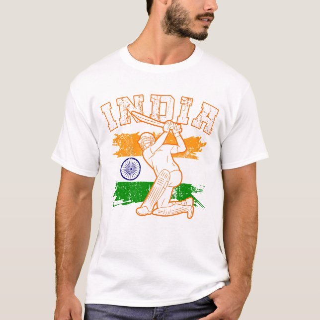 T-shirt Un amoureux du cricket indien cool donne du cricke (Devant)