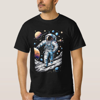 T-shirt Un astronaute courant sur la lune