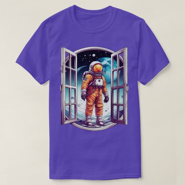 T-shirt Un astronaute devant la fenêtre de la Galaxie (Design devant)