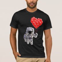 Un astronaute tenant des ballons cardiaques T-shir