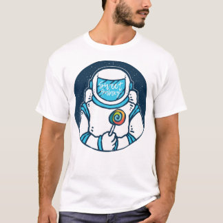 T-shirt Un astronaute tenant des bonbons avec galaxie et u