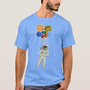 T-shirt Un astronaute tient des ballons planètes du systèm