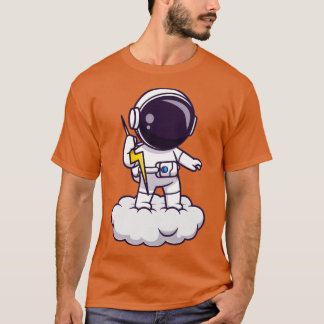 T-shirt Un astronaute tient le tonnerre sur un dessin nuag