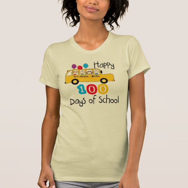 T-shirt Un autobus scolaire fête ses 100 jours (Devant)