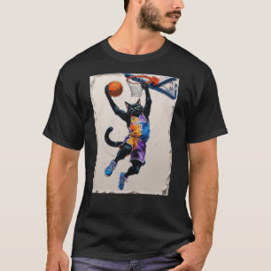 T-shirt Un autre chat noir qui dunk un ballon de basket !