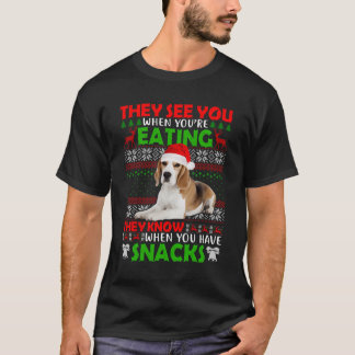 T-shirt Un Beagle moche, Ils Vous Voient Manger Noël
