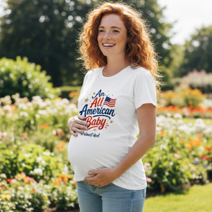 T-shirt Un bébé tout américain est presque là Texte Graphi