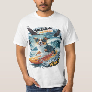 T-shirt Un berger australien à cheval sur la crête surf