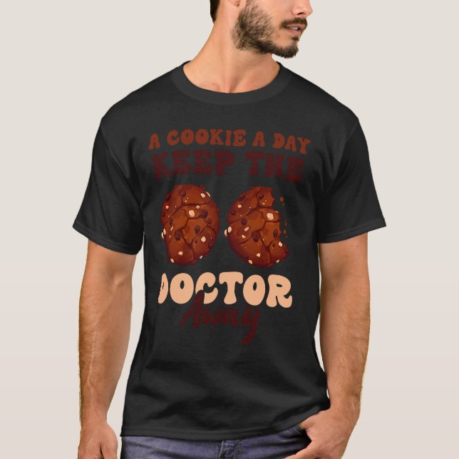 T-shirt Un biscuit par jour garde le médecin Away Cookie D (Devant)