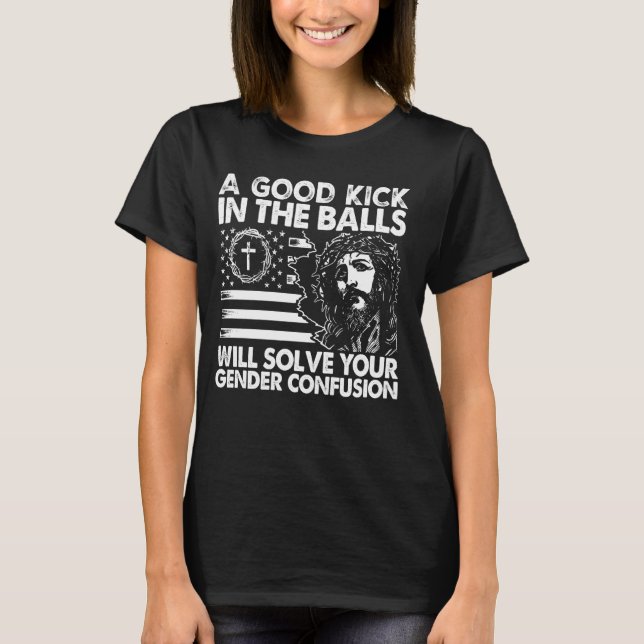 T-shirt Un Bon Coup Dans Les Ballons Résoudra Votre Co Gen (Devant)
