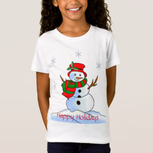 T-Shirt Un bonhomme de neige sur la neige et les flocons d